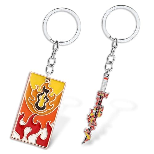 Image of Demo Slayer Keychain Anime Keyring for Demo Slayer Fans, 2Pcs Demo Slayer Merch Key Chain Keyrings Rings Kids Christmas Party Supplies Favors Bags fillers Novelty Toy Birthday Gifts for Boys Girls