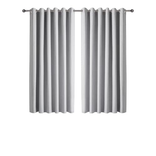 Image of Imperial Rooms 100% Blackout Curtains for Living Room Linen 46x54 Inch Silver Curtains for Bedroom Super Soft Thermal Insulated Eyelet Curtains 2 Panels with Tiebacks