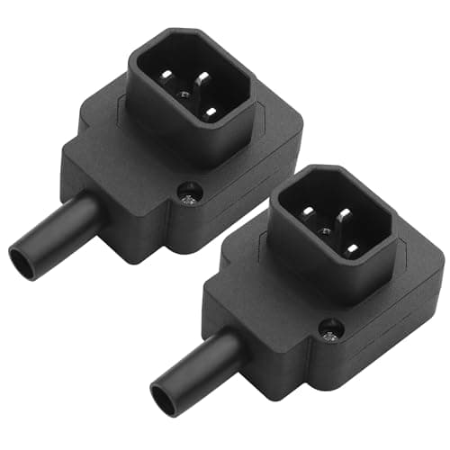 Image of YACSEJAO 90 Degree IEC C14/C13 Power Connector Adapter 2Pcs 250V/10A Rewireable C14 C13 Male Female AC Power Plug Socket (Down Angle, Male)