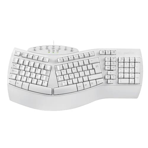Image of perixx PERIBOARD-512 Wired Ergonomic Natural Split Keyboard with 7 Multimedia Keys, White, UK Layout