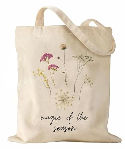Image of Canvas Tote Bag with Inner Pocket Women's Reusable Shopping Bag Washable Foldable Cat Cotton Canvas Bag For Women Girls Shopping Grocery (Magic Season)