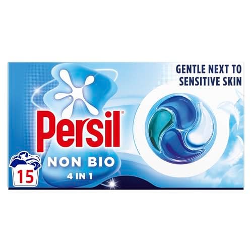Image of Persil Non Bio Laundry Capsules, 15 Washes - 4-in-1 Laundry Capsules, Fast-Dissolving, Lifts Stains 1st Time, Gentle Next to Sensitive Skin and Leaves Laundry Fresh Even in Quick & Cold Washes