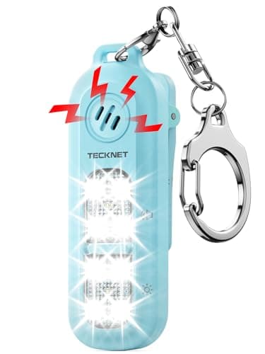 Image of TECKNET 130dB Personal Alarms for Women with SOS Strobe Light, Rechargeable Clip On Torch & IPX4 Waterproof Running Lights, Safety Siren Panic Alarm with Keychain for Runners Kids and Elderly - Blue