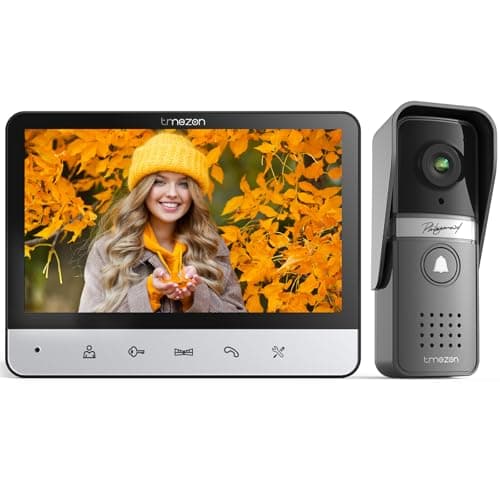 Image of TMEZON Wired Video Intercom System, 7 Inches Video Doorbell Camera with Monitor, Wired Video Door Phone HD Camera Kits Support Unlock, Monitoring, Dual-Way Intercom for Villa Home Office Apartment