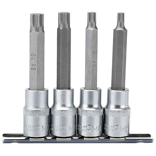 Image of Draper 16350 1/2" Square Drive 100MM Long Spline Socket 4 Bits Set