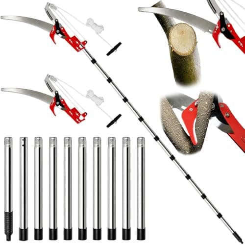 Image of Tree Cutters Long Reach Telescopic,4m Pole Pruning Saw with Extendable Lightweight Handle and 34cm Steel Blade,High Tree Pruners & Saw 2 in 1,Extendable Garden Shears for Palm Oak High Branches
