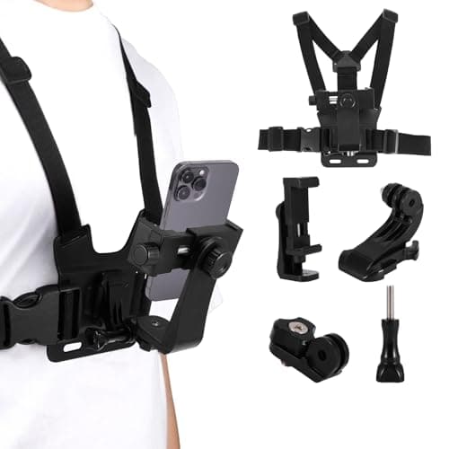Image of LTXDJ Chest Mount Phone Holder, Universal Chest Strap Harness for Mobile Phones and Action Cameras, Cycling Phone Holder for Iphone and Insta Camera