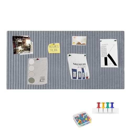 Image of 60x40cm Felt Notice Boards for Home,Large Cork Boards for Walls,9mm Thick Pin Boards for Offices with Self-Adhesive Tapes,Foldable Decorative Memo Board for Home,Photos,Memos(Grey)