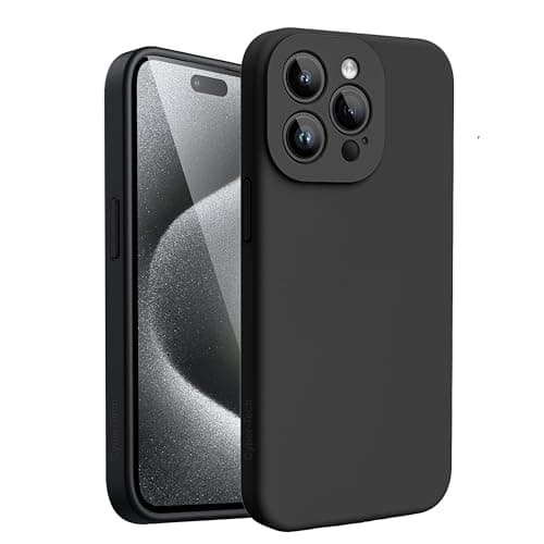 Image of For iPhone 15 Pro Case 6.1 inch, Liquid Silicone Gel Rubber Cover Shockproof Protective Matte Black Phone Case for Apple iPhone 15 Pro