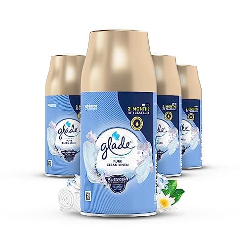 Image of Glade Automatic Air Freshener Refills, Room Spray & Odour Eliminator, Clean Linen, Pack of 4 (4 x 269ml)