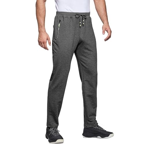 Image of PARTICLE PLANET Men Joggers Tracksuit Bottoms Causal Slim Fit Running Trousers with Zip Pockets Dark Grey L