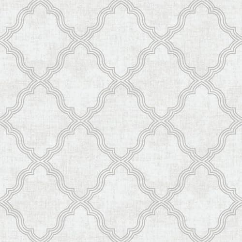 Image of WPE® Arthouse Ornate Trellis Wallpaper Grey Metallic Silver 924801 – Stylish Textured Wallpaper – Elegant Geometric Design – Easy to Hang – Living Room, Bedroom, Hallway – 10m x 0.53m