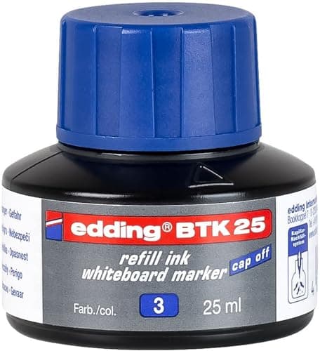 Image of edding BTK 25 refill ink whiteboard marker - blue - 25 ml - with drop dispenser system, for quick refilling of almost all edding whiteboard markers