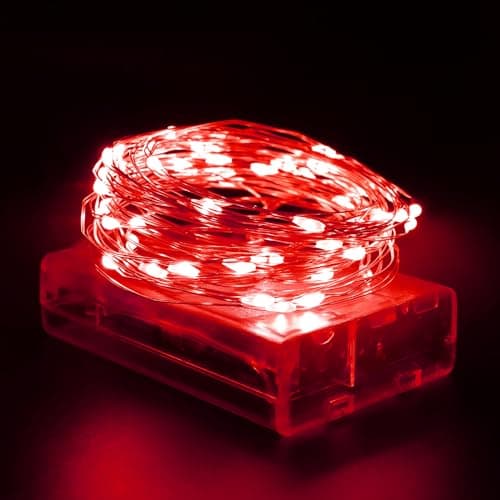 Image of OWill Red Fairy Lights,100 LEDs Christmas Lights Battery Operated,10m Battery Fairy Lights Copper Wire String Lights for Indoor/Outdoor,Party,Decoration (1PCS-Red)