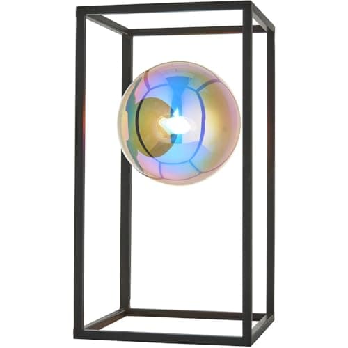 Image of Matt Black Table Lamp - Iridescent Glass Shade - 3W LED G9