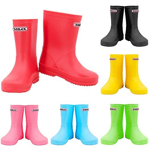 Image of Zorax - UK13 Child - EU31 - Red Girls Boys Waterproof Non-Slip Kids Motorbike Rain Boots Rain Shoes Wellies Unisex Children Wellington Boots