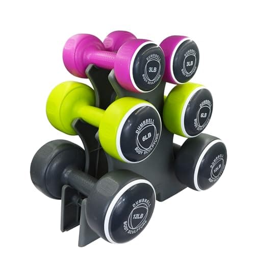 Image of Body Sculpture BW108T Smart Dumbbell Tower | Grey/Pink/Green, 1.5KG, 3KG & 5KG Sets Included