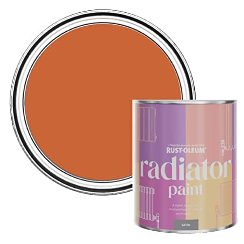 Image of Rust-Oleum Orange Heat Resistant Radiator Paint in Satin Finish - Tiger Tea 750ml