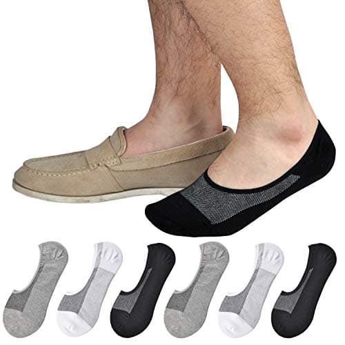 Image of Jormatt 6 Pairs No Show Socks Mens Cotton Athletic Sports Trainer Socks, Low Cut Invisiable Socks With Non Slip Grips, mens shoe size 9-13