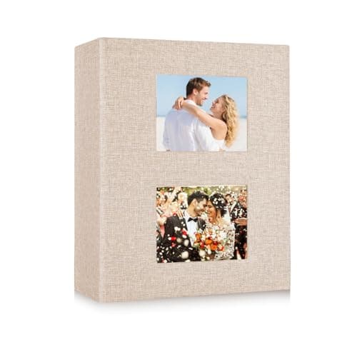 Image of Photo Albums, 6x4 50 Pages 200 Photos Linen Photo Album, Large Capacity Pictures BookSlip In Photo Album Perfect Gifts for Family Anniversary Wedding Memo Slot Children Holiday Album
