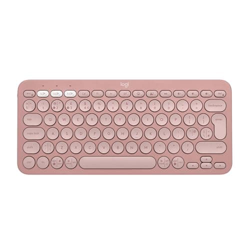 Image of Logitech Pebble Keys 2 K380s, Multi-Device Bluetooth Wireless Keyboard with Customisable Shortcuts,Slim and Portable, Easy-Switch for Windows/macOS/iPadOS/Android/Chrome OS, QWERTY UK Layout, Rose