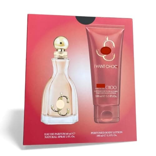 Image of Jimmy I WANT CHOO Eau de Parfum spray for woman. Amber floral fragrance, citrus top note with velvety Peach nuances - 60 ml + 100 ml Lotion gift set