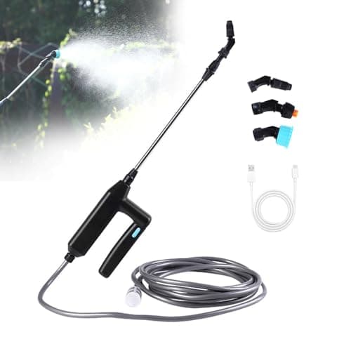 Image of KBIBCK Battery Powered Sprayer, Electric Garden Sprayer with Telescopic Wand, 5M Hose, 3 Nozzles MisterSprayer, Portable GardenSprayer, Rechargeable Electric PlantSprayer for Yard Lawn Weeds Plants
