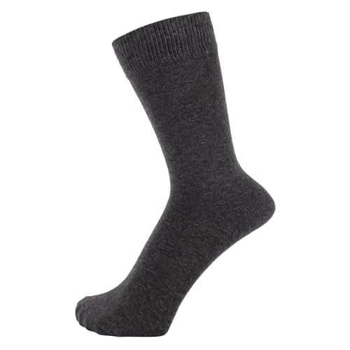 Image of ZAKIRA Combed Cotton Dress Socks - Plain Colour Business Crew Socks for Men & Women, Soft Breathable Cotton, 6-10 (UK), Dark Grey Melange