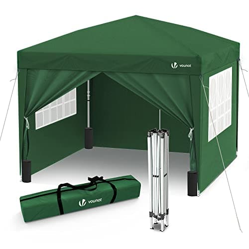 Image of VOUNOT 3m x 3m Pop Up Gazebo with Sides & 4 Weight Bags & Carry Bag, Marquee Garden Party Tent Outdoor, Green
