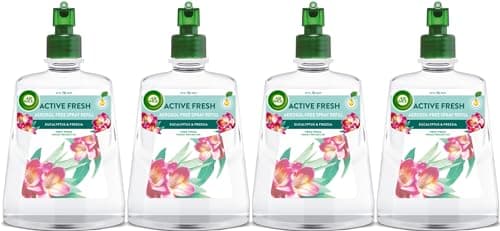 Image of Air Wick Aerosol-Free Automatic Air Freshener Spray Refill, Eucalyptus & Freesia, Pack 4 x 228ml, 24x7 Active Fresh Odour Neutraliser, Lasts Up to 280 Days, Air freshener For Home