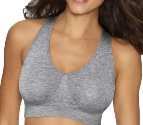 Image of OnlyBee Comfort Bra for Women Ladies Sports Seamless Bras Crop Top for Yoga Sports Wirefree Pull-On Unpadded Ultimate Shapewear (UK, Alpha, XL, Regular, Regular, Grey)
