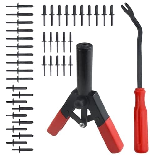 Image of TOVOT 42PCS Poly Rivet Gun Set with Removal Tool 4 Types of Plastic Rivets Assortment Kit Quick Installation, for Auto Repair