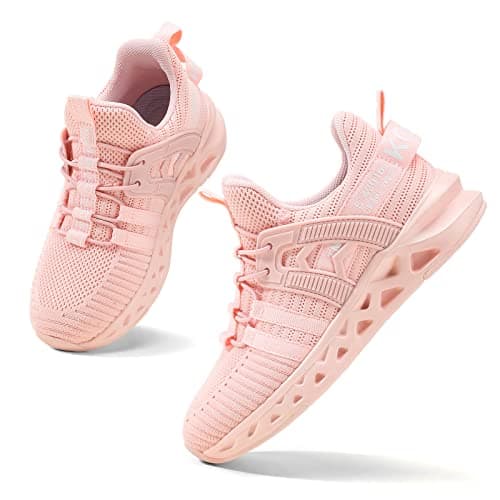 Image of Kricely Boys Kids Trainers Boys Tennis Shoes Girls Running Walking Shoes School Gym Sports Trainers Breathable Lightweight Sneakers(Pink13 UK Child)