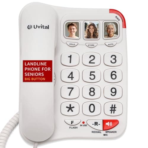 Image of Big Button Telephone with Loud Volume, Uvital Speed Dialing Landline for Elderly, Support Adjustable Volume Loud for Hard of Hearing, Large Fonts Corded Phone