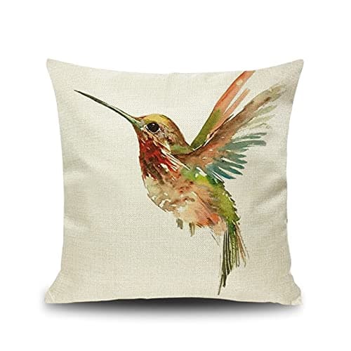 Image of Lieson Throw Pillow Covers For Kids, 1PCS Cushion Cover 16 x 16 Inches 40x40CM Bird Outdoor Cushions Covers Beige Multicolor, Linen