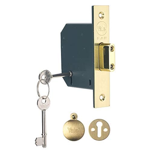 Image of Yale P-M552-PB-78 5 Lever Mortice Deadlock, Visi Pack, Suitable for External Doors, Brass Finish, 3 Inch/76 mm, Polished Brass
