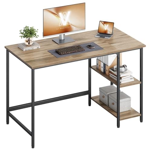 Image of VASAGLE Computer Desk, Office Desk, 120 x 60 x 76 cm, Industrial Style, for Study, Bedroom, Living Room, Camel Brown and Ink Black LWD047K01