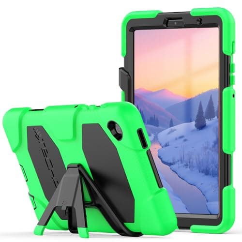 Image of TECHGEAR G-SHOCK Case Fits Samsung Galaxy Tab A7 Lite 8.7" 2021 (SM-T220 / SM-T225) Tough Rugged HEAVY DUTY Armour Shockproof Impact Survival Case with Stand, Kids Schools Builders Workman Case -GREEN