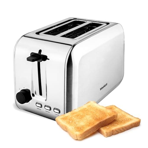 Image of WeeKett 2 Slice Toaster - 2 Slice with Variable Browning Control - Stainless Steel with Wide Slots for Thick Bread Slices & Bagels - Sleek & Compact, 15.8 x 28.8 x 17.8cm