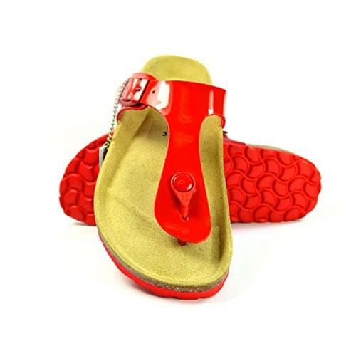 Image of Sanosan Geneve Lacquered Red Women's Designer Thong Sandals (Numeric_7)