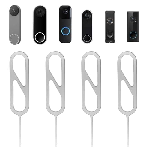 Image of 4-Pack Doorbell Key Tool, Doorbell Opening Pin Tool, Release Removal Pin Security Key Replacement Tool Compatible with Arlo, Nest and Eufy Video Doorbell Remove Doorbell Mount Battery Replacement