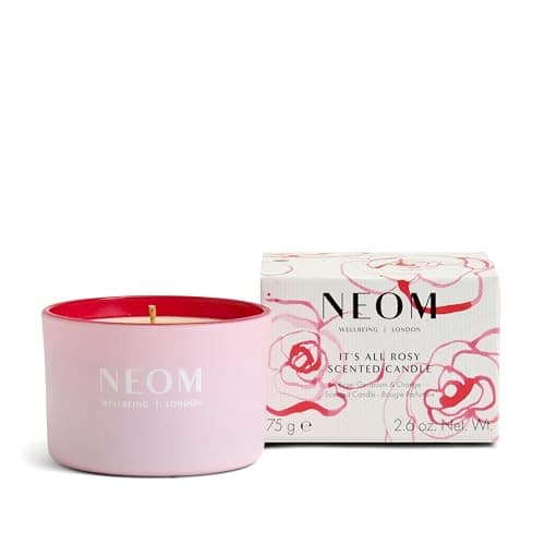 Image of NEOM It's All Rosy Scented Candle 75g (Travel) I Rose, Geranium and Orange I 100% Naturally Derived Wax I 11 Essential Oils I Uplift Your Mood I Valentine Gift I Cruelty Free