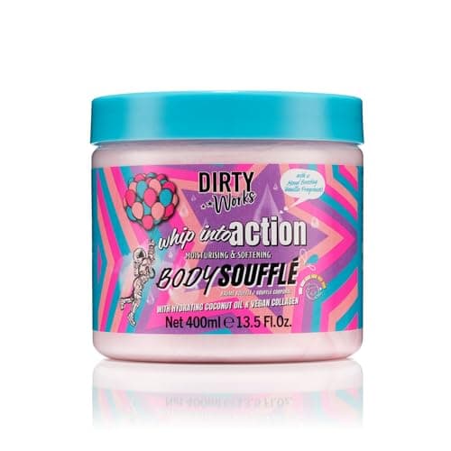 Image of Dirty Works Whip Into Action Body Souffle 400ml – Lightweight, Ultra-Moisturizing Formula with Coconut Oil, Shea Butter & Vegan Collagen for Soft, Glowing Skin
