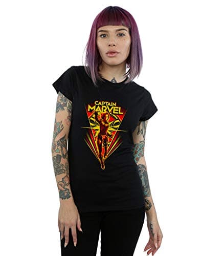 Image of Marvel Women's Captain Marvel Flying V T-Shirt Black Small