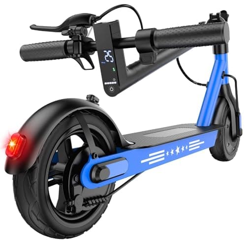 Image of Electric Scooter for Adults,10” Solid Tires,UP to 25KM/H,350W Powerful Motor,35/45KM Range with Braking System,Foldable Lightweight Electric Scooter,Max Load 120KG,App Control-Blue