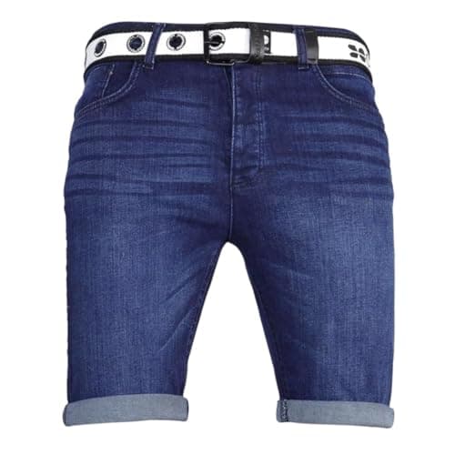 Image of Crosshatch Mens Stretch Slim Fit Chino Shorts with Pockets for Summer, Holiday, Golf by Jeanbase Dark Blue 36