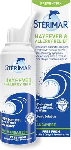 Image of Sterimar Hayfever & Allergy Relief, Nasal Spray, with Manganese, Isotonic, 100% Natural Sea Water, Free from Steroids, Drugs & Preservatives, for Adults & Children 3+, 100ml
