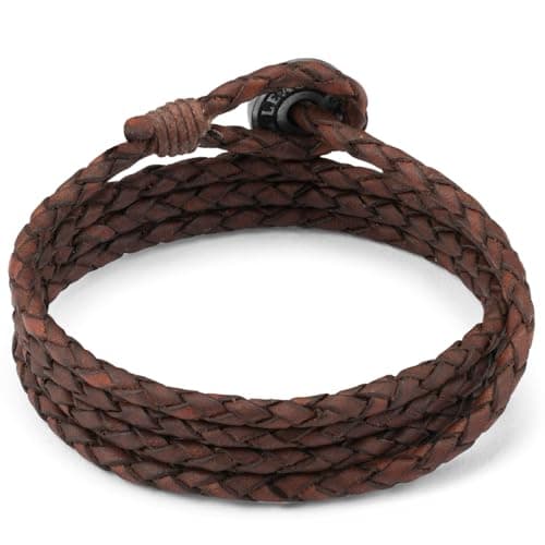 Image of LOCAL LEAGUE Mens Leather Bracelet SURF PATROL AUSTRALIA - Fully Adjustable - BROWN Multilayer Surfer Braided Cord Wrap Rope Wristband for Men BEACH Party Holidays, Boyfriend