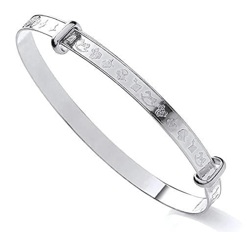 Image of Old English Jewellers Solid Sterling Silver Expanding Baby Bangle - NURSERY PATTERN