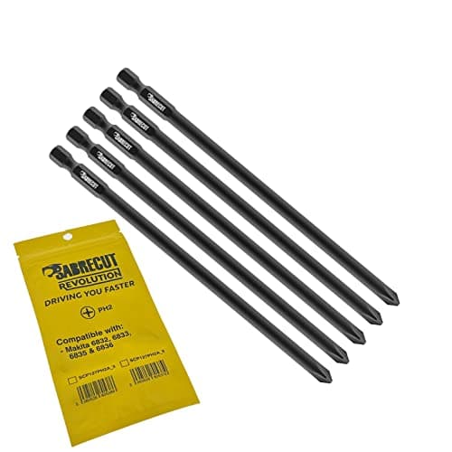 Image of 5 x SabreCut SC127PH2A_5 127mm PH2 Compatible with Makita 6832 6833 6835 6836 6837 DWD P-66254 Autofeed Collated Drywall Screwdriver Gun Bit Single Ended Phillips No.2 Heavy Duty